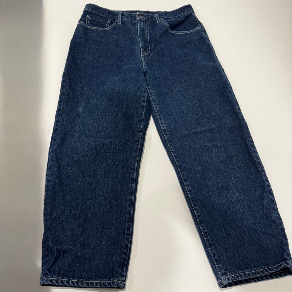 Levi's Dark Blue Barrel Crop Jeans